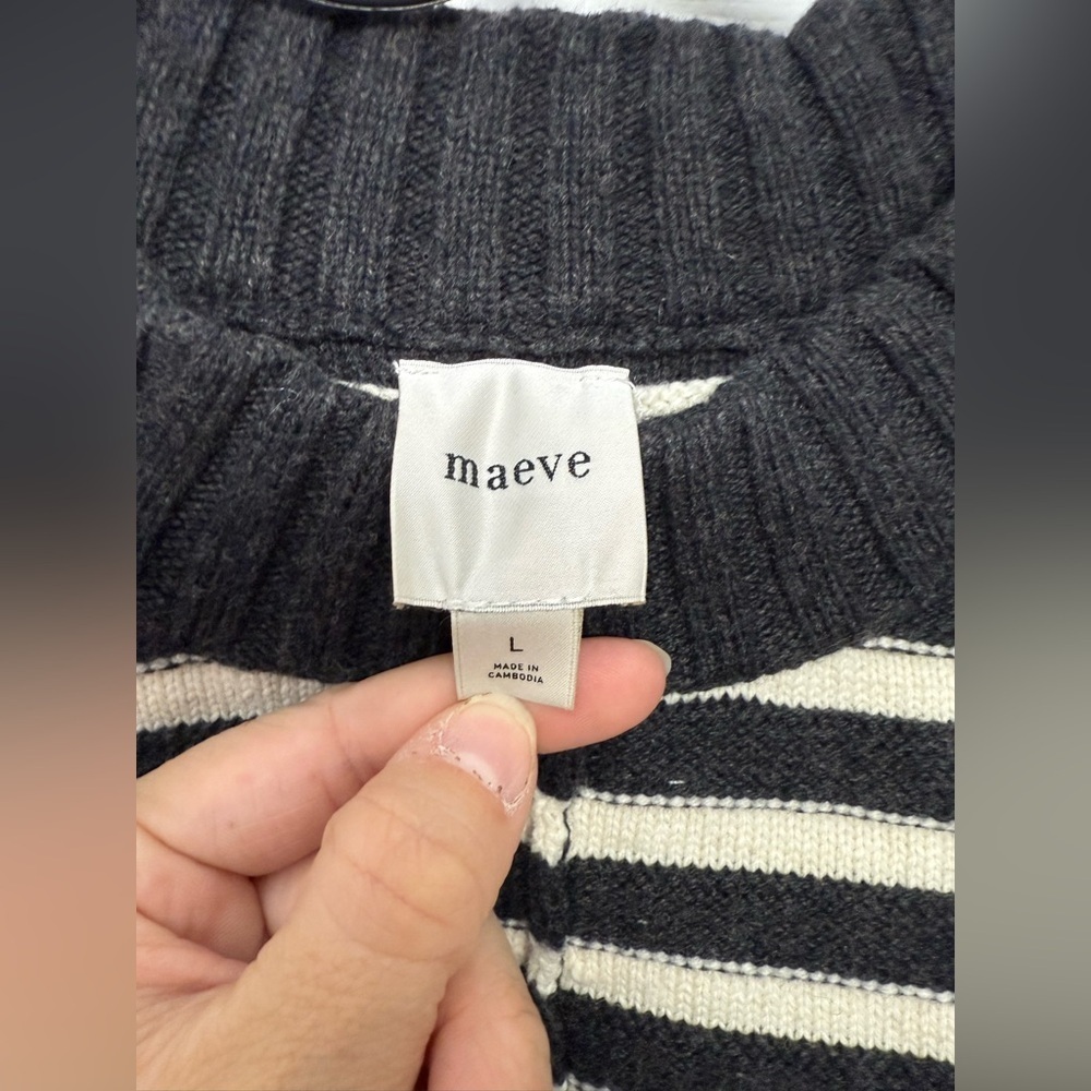 Anthropologie Maeve The Chandler Crew Neck Relaxed Pullover Sweater Striped L - Picture 4 of 8